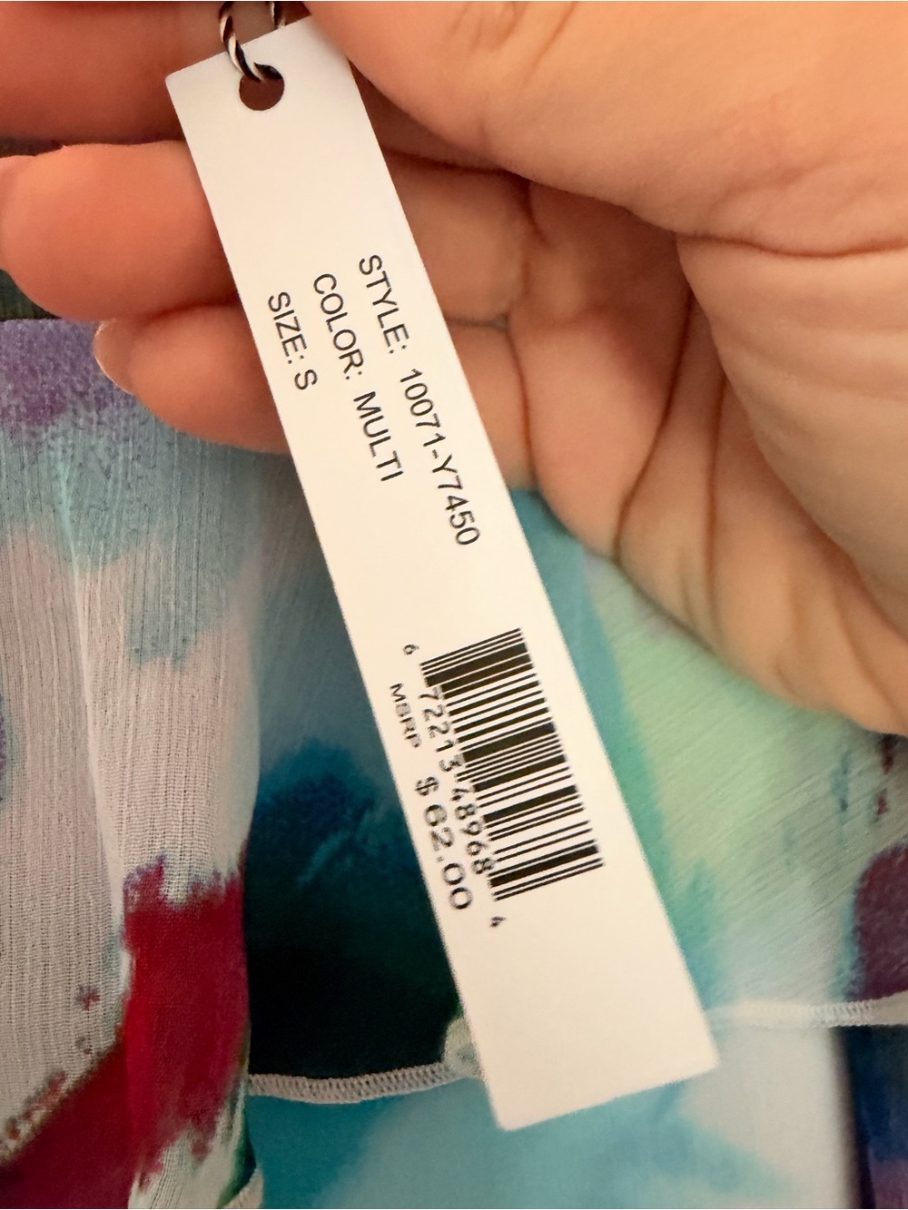 NWT Sioni Multicolor Ruffle Cold-Shoulder Top - Picture 5 of 5